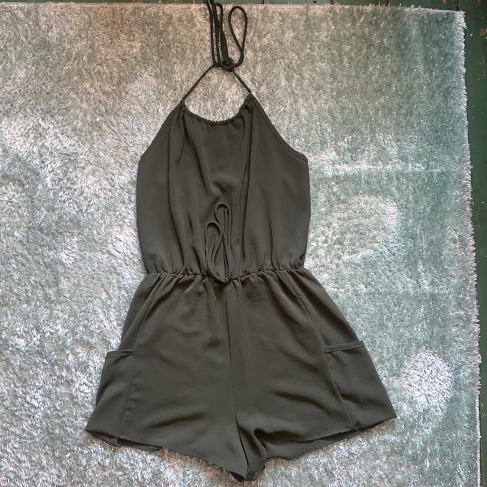 Green halter romper